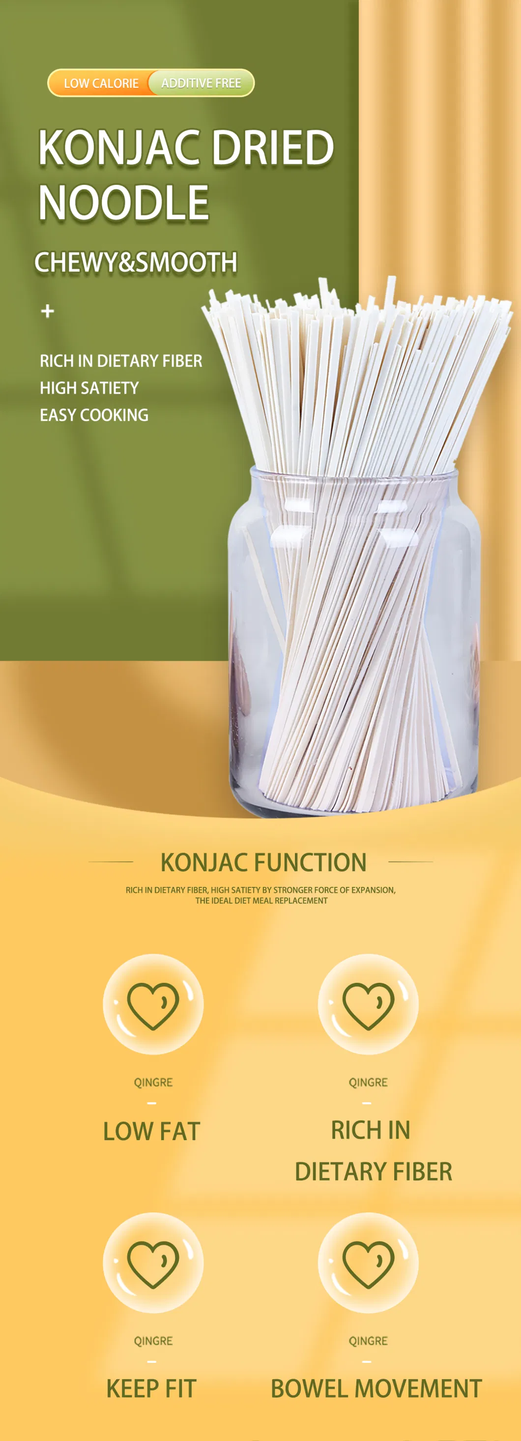 Lzy Halal Konjac Noodle Low Sugar&Fat Customized Brand Dried Noodle Rich Diet Fiber Loss Weight